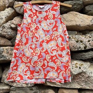 J.Jill Paisley Sleeveless Top XS Red/Orange Cotton Modal A-Line
